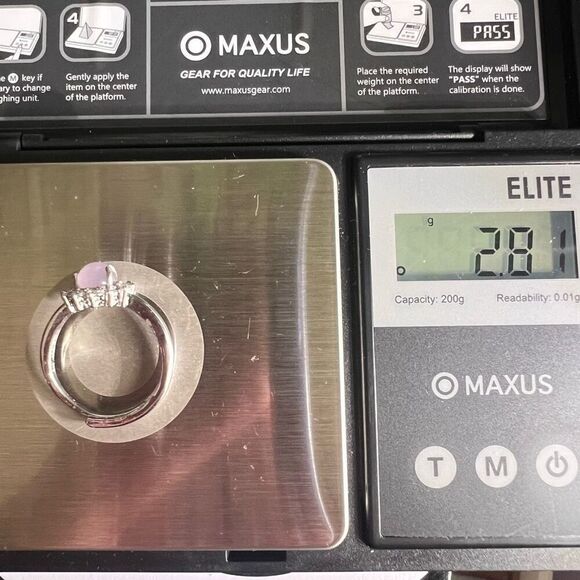 Rose Quartz Crystal Halo Cubic Zirconia Ring Adjustable Size 7.5‎ - Picture 14 of 15